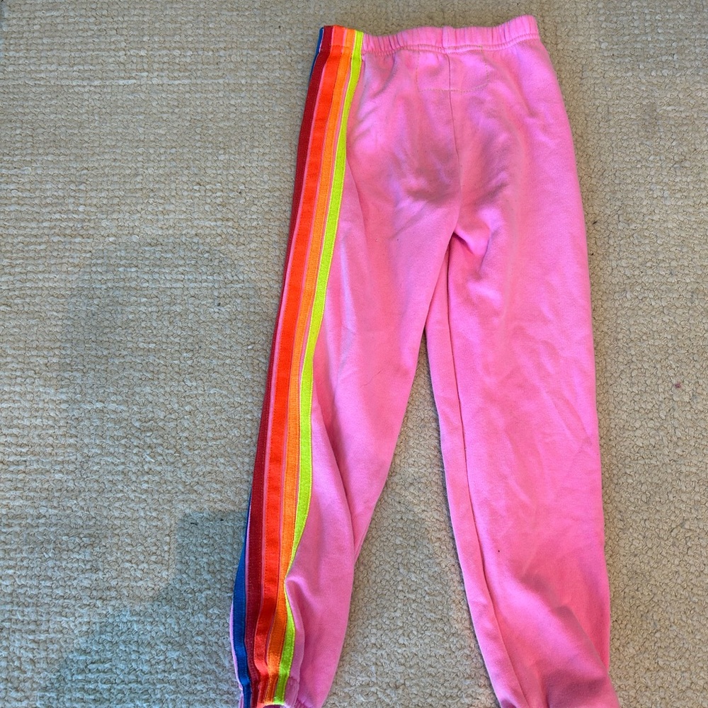 Aviator Nation Pink Kids Bottoms with Rainbow Stripe